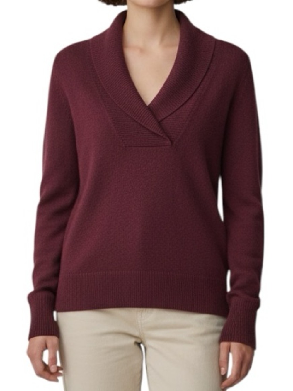 Judith & Charles wool cashmere v-neck burgundy sweater Sz S excellent condition